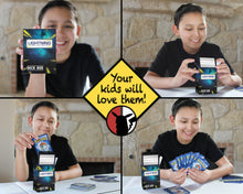 Load image into Gallery viewer, A child playing with the Lightning Card Collectino deck box
